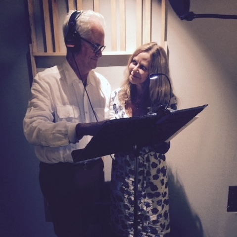 Joyce Maynard recording with an engineer