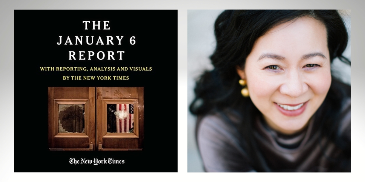 Cindy Kay's image and The January 6 Report cover for Hachette